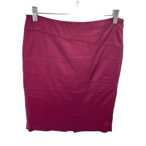 White House Black Market Womens Pencil Straight Skirt Tiered Stretch Red Size 00
